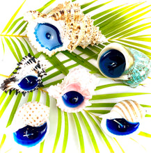 Load image into Gallery viewer, black murex shell candle, plumeria candle