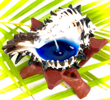 Load image into Gallery viewer, black murex shell candle, plumeria candle